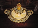 French Bronze Enameled Inkstand